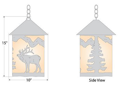Cascade Pendant Large - Mountain Elk Pendant Light Elk Metal Art