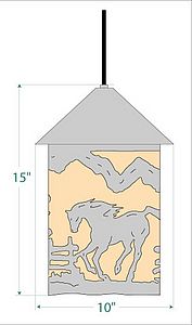 Cascade Pendant Large - Mountain Horse Pendant Light Horse Metal Art