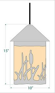 Cascade Pendant Large - Cattails Pendant Light Cattails Metal Art