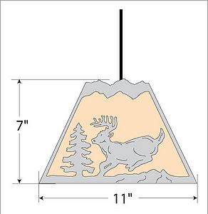 Rocky Mountain Pendant Small - Mountain Deer Pendant Light Deer Metal Art