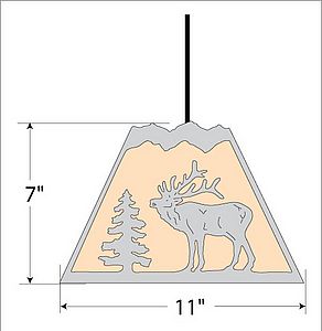 Rocky Mountain Pendant Small - Mountain Elk Pendant Light Elk Metal Art