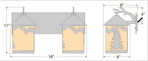 Cascade Double Bath Vanity Light - Rustic Plain Bath 2 Light Rustic Plain Metal Art