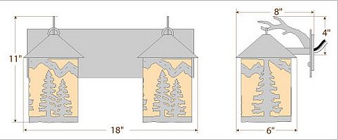 Cascade Double Bath Vanity Light - Spruce Tree Bath 2 Light Trees Metal Art