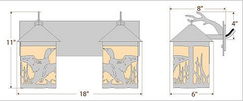 Cascade Double Bath Vanity Light - Loon Bath 2 Light Loon Metal Art