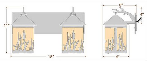Cascade Double Bath Vanity Light - Cattails Bath 2 Light Cattails Metal Art