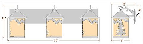 Cascade Triple Bath Vanity Light - Rustic Plain Bath 3 Light Rustic Plain Metal Art