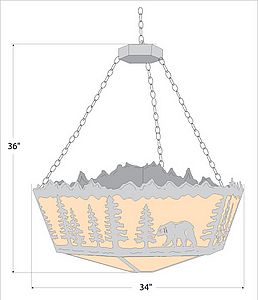 Teton Hex Chandelier Large - Mtn Bear