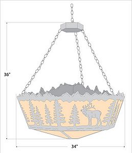 Teton Hex Chandelier Large - Mtn Elk