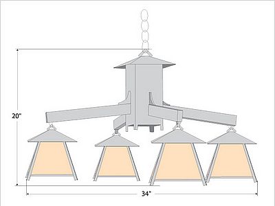 Smoky Mountain 4 Light Chandelier - Northrim Chandelier Northrim Metal Art