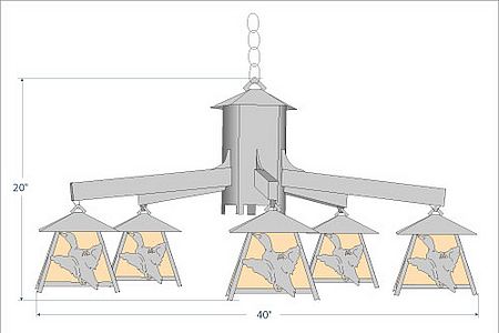 Smoky Mountain 5 Light Chandelier - Loon Chandelier Loon Metal Art
