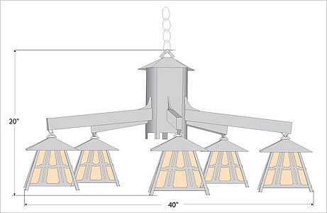 Smoky Mountain 5 Light Chandelier - Eastlake Chandelier Eastlake Metal Art