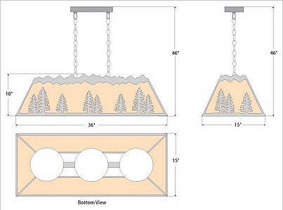 Rocky Mountain Billiard Light Small - Spruce Tree Billiard Light Trees Metal Art