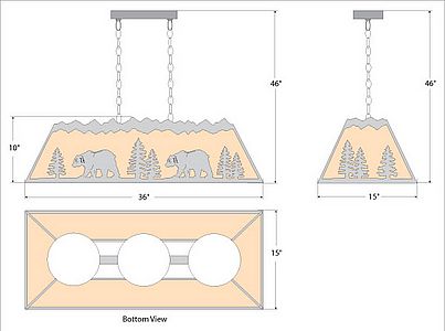 Rocky Mountain Billiard Light Small - Mountain Bear Billiard Light Bear Metal Art