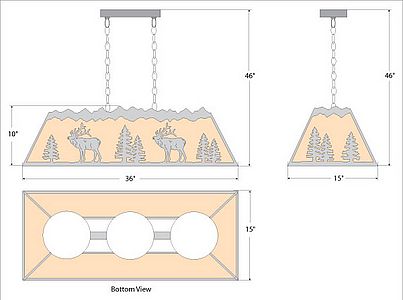 Rocky Mountain Billiard Light Small - Mountain Elk Billiard Light Elk Metal Art