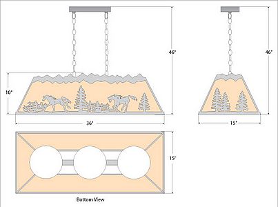 Rocky Mountain Billiard Light Small - Mountain Horse Billiard Light Horse Metal Art