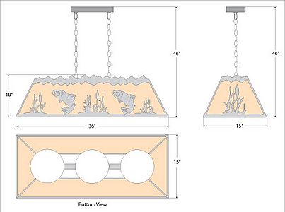 Rocky Mountain Billiard Light Small - Trout Billiard Light Trout Metal Art