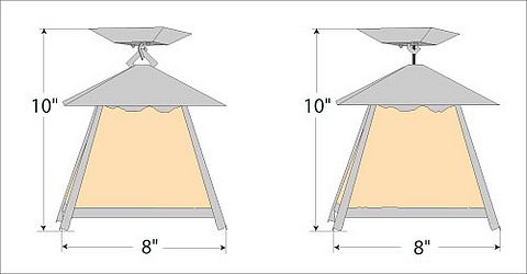 Smoky Mountain Close-to-Ceiling Small - Rustic Plain Ceiling Light Rustic Plain Metal Art