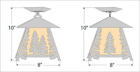 Smoky Mountain Close-to-Ceiling Small - Spruce Tree Ceiling Light Trees Metal Art