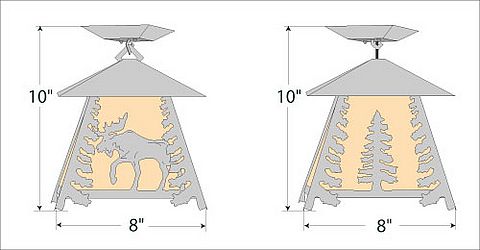 Smoky Mountain Close-to-Ceiling Small - Mountain Moose Ceiling Light Moose Metal Art