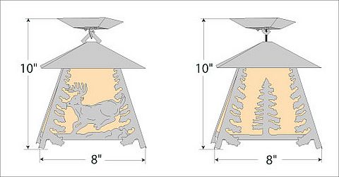 Smoky Mountain Close-to-Ceiling Small - Mountain Deer Ceiling Light Deer Metal Art