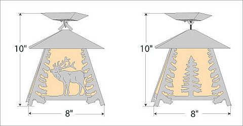 Smoky Mountain Close-to-Ceiling Small - Mountain Elk Ceiling Light Elk Metal Art