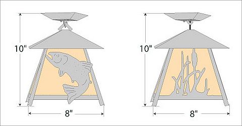 Smoky Mountain Close-to-Ceiling Small - Trout Ceiling Light Trout Metal Art