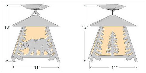 Smoky Mountain Close-to-Ceiling Large - Mountain Bear Ceiling Light Bear Metal Art