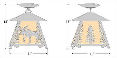 Smoky Mountain Close-to-Ceiling Large - Mountain Moose Ceiling Light Moose Metal Art