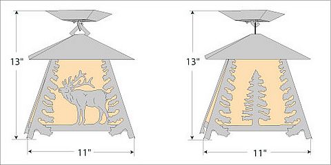 Smoky Mountain Close-to-Ceiling Large - Mountain Elk Ceiling Light Elk Metal Art