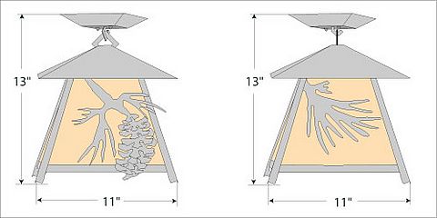Smoky Mountain Close-to-Ceiling Large - Spruce Cone Ceiling Light Pine Cone Metal Art