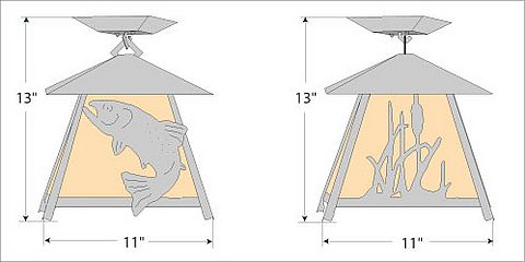 Smoky Mountain Close-to-Ceiling Large - Trout Ceiling Light Trout Metal Art