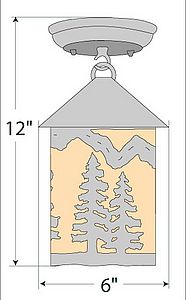 Cascade Close-to-Ceiling Small - Spruce Tree Ceiling Light Trees Metal Art