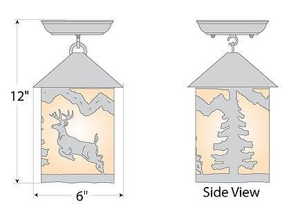 Cascade Close-to-Ceiling Small - Valley Deer Ceiling Light Deer Metal Art