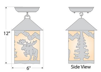 Cascade Close-to-Ceiling Small - Alaska Moose Ceiling Light Moose Metal Art