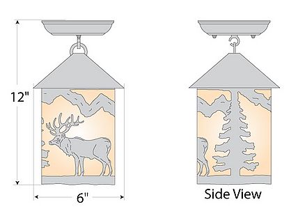 Cascade Close-to-Ceiling Small - Valley Elk Ceiling Light Elk Metal Art