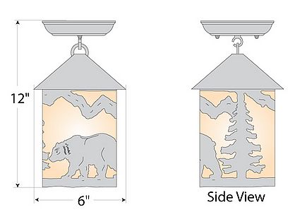 Cascade Close-to-Ceiling Small - Mountain Bear Ceiling Light Bear Metal Art