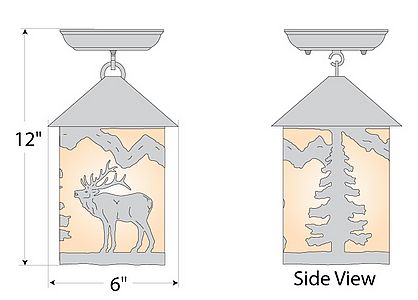 Cascade Close-to-Ceiling Small - Mountain Elk Ceiling Light Elk Metal Art