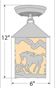 Cascade Close-to-Ceiling Small - Mountain Horse Ceiling Light Horse Metal Art