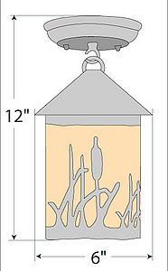 Cascade Close-to-Ceiling Small - Cattails Ceiling Light Cattails Metal Art