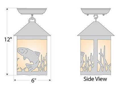 Cascade Close-to-Ceiling Small - Trout Ceiling Light Trout Metal Art