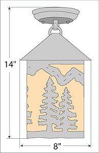 Cascade Close-to-Ceiling Medium - Spruce Tree Ceiling Light Trees Metal Art