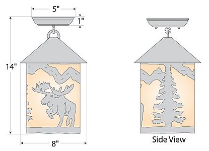 Cascade Close-to-Ceiling Medium - Alaska Moose Ceiling Light Moose Metal Art