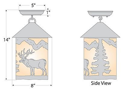 Cascade Close-to-Ceiling Medium - Valley Elk Ceiling Light Elk Metal Art