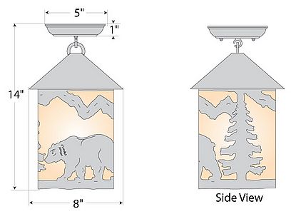 Cascade Close-to-Ceiling Medium - Mountain Bear Ceiling Light Bear Metal Art