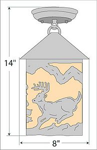 Cascade Close-to-Ceiling Medium - Mountain Deer Ceiling Light Deer Metal Art