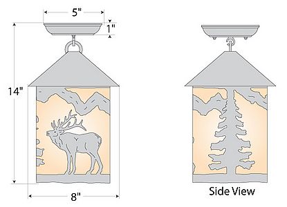 Cascade Close-to-Ceiling Medium - Mountain Elk Ceiling Light Elk Metal Art