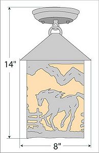 Cascade Close-to-Ceiling Medium - Mountain Horse Ceiling Light Horse Metal Art