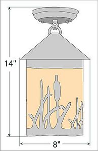 Cascade Close-to-Ceiling Medium - Cattails Ceiling Light Cattails Metal Art