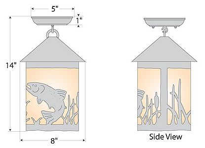 Cascade Close-to-Ceiling Medium - Trout Ceiling Light Trout Metal Art