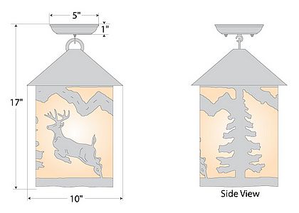 Cascade Close-to-Ceiling Large - Valley Deer Ceiling Light Deer Metal Art